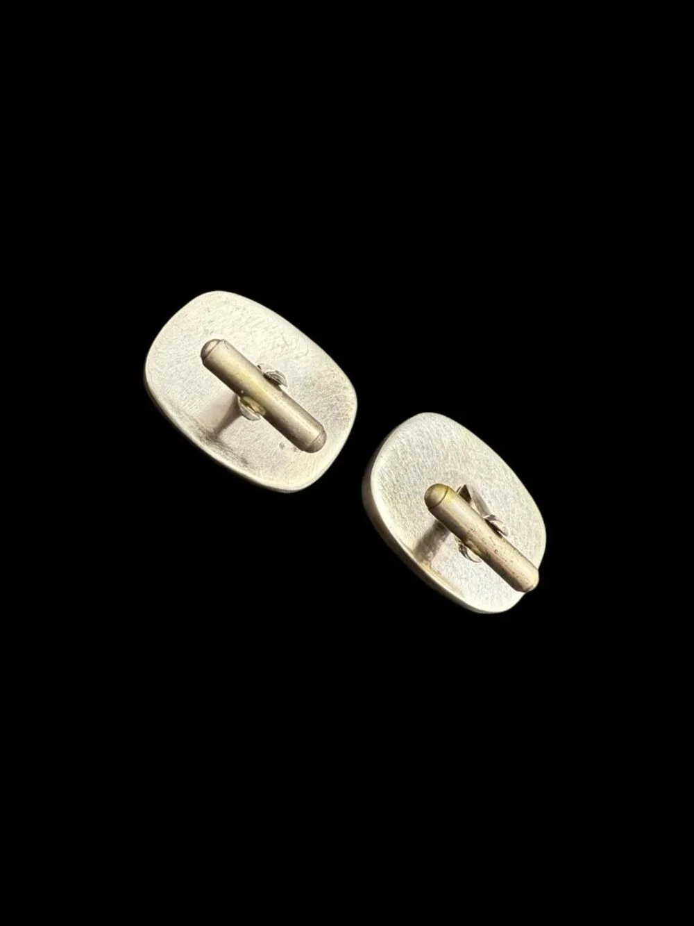 Vintage 900 Silver Hand Carved Abalone MOP Roman Soldier Cufflinks Oval
